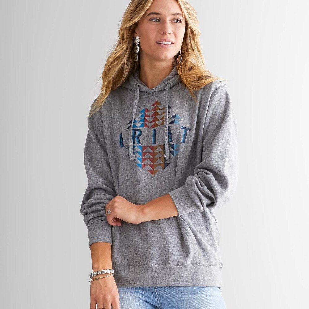 Ariat Women's Gray REAL Beartooth Graphic Casual Pullover Hoodie Size S